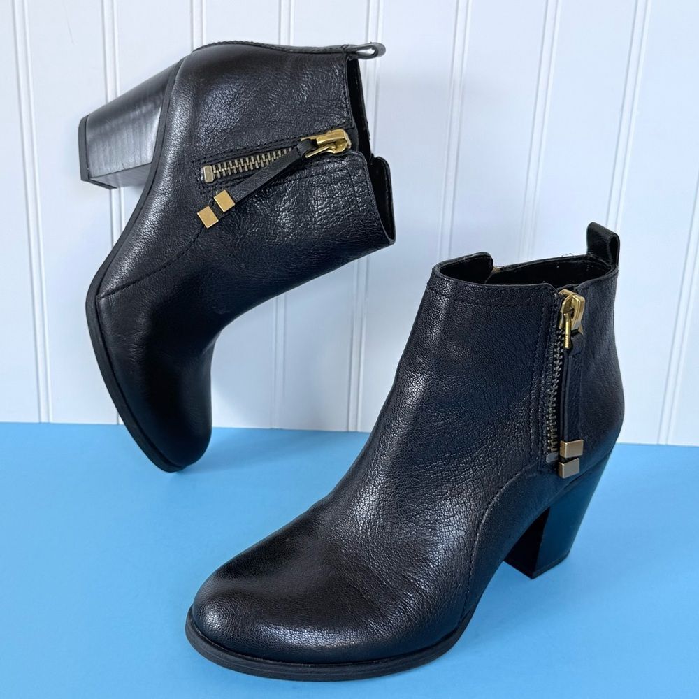 Franco Sarto Diana Dual Side Zip Leather Ankle Booties Size 7M - Picture 4 of 17